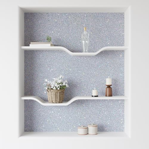 15.7"x160" Holographic Silver Glitter Wallpaper Stick and Peel Sparkle Silver - Image 4