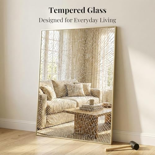 48"x36" Satin Gold Large Framed Bathroom Vanity Wall Mirror - Image 6