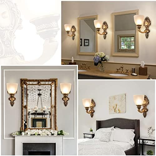NOXARTE 2 Pack Vintage Wall Sconce Brass Wall Mounted Light Ceiling Fixture - Image 5