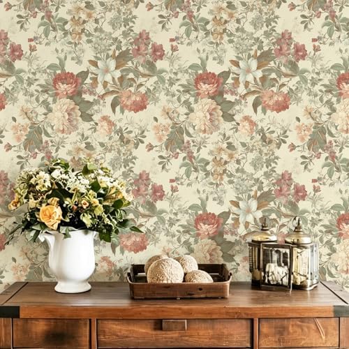 Floral Wallpaper Vintage Peel and Stick Wallpaper by Fiula