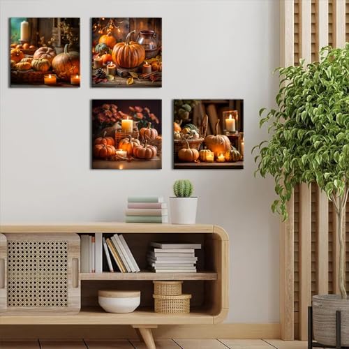 Fall Wall Art Fall Pumpkin Canvas Pictures Bathroom Autumn Decor Thanksgiving - Image 2