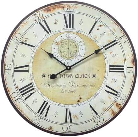24 Inch Large Farmhouse Wall Clock, Silent Non-Ticking Battery Operated Wall by MACVAD
