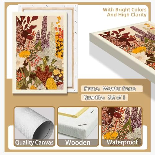 Retro Botanical Poster Abstract Wildflower Garden Canvas Wall Art Modern Nature - Image 2