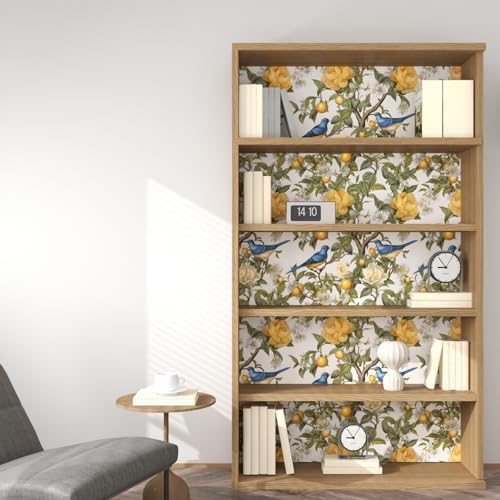 Danodoi Yellow Vintage Lemon Bird Peel and Stick Wallpaper 17.5" x 118" - Image 6