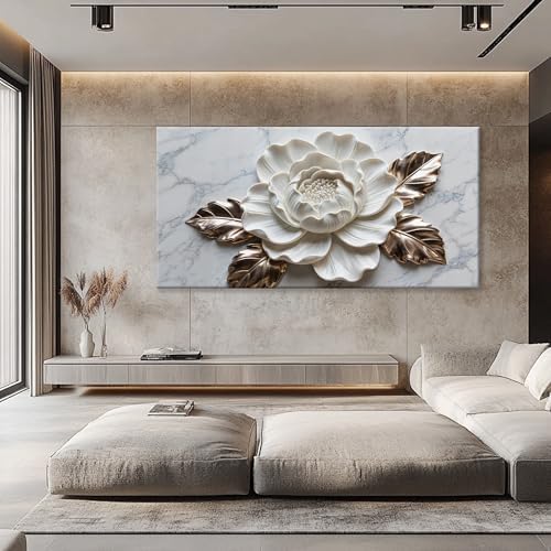 Suconvng Canvas Wall Art Living Room Prints Home Wall Decor Modern White Flower - Image 5