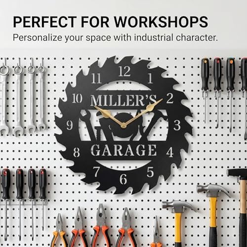 Personalized Metal Garage Clock, Custom Metal Workshop Clock, Custom Garage - Image 4