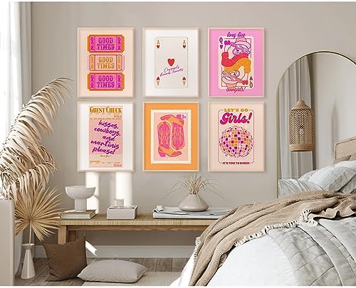Hot Pink Wall Art Decor Trendy Aesthetic Pictures Preppy Funky Wall Art Poker - Image 6