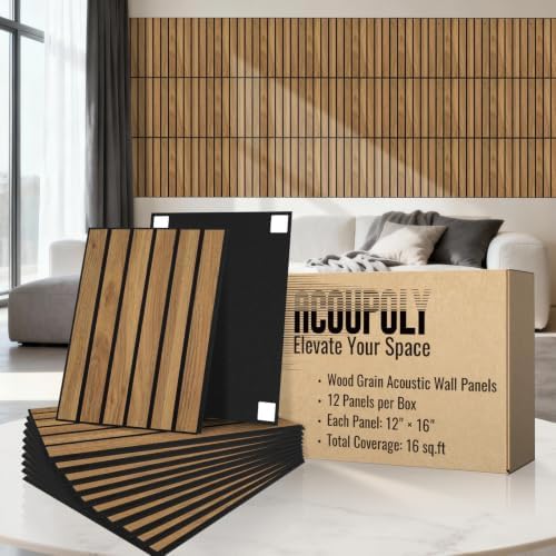 Wood Grain Acoustic Panels, 3D Grooved Sound Absorbing Wall Panels, by Unknown