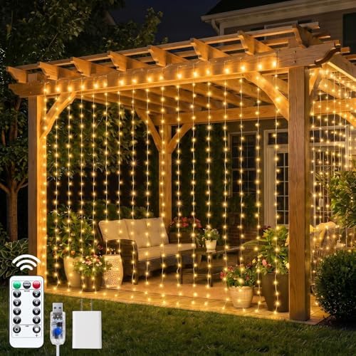 Brightown 600 LED Curtain Lights, 20 FT Plug in Fairy Lights by Brightown