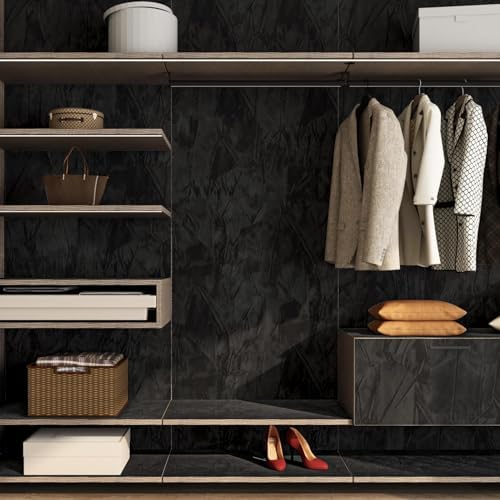 ReWallpaper 30in x 16.5ft Velvet Wallpaper Peel and Stick Black Wallpaper Self - Image 2