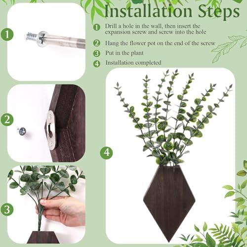 Chunful 2 Pcs Wooden Wall Planter Decor, 7.1 x 4.7 x 1.2 Inches - Image 4