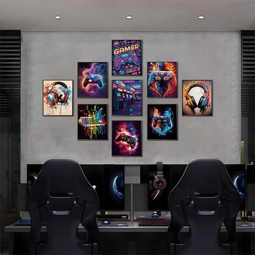 ARKZSHO Cool Game Canvas Posters Wall Art Set of 9, Retro Video Gamer - Image 5
