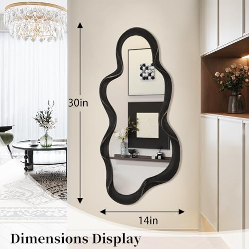 Large Asymmetrical Mirror Irregular Modern Cloud Wall Mirror Wood Frame Unique - Image 7