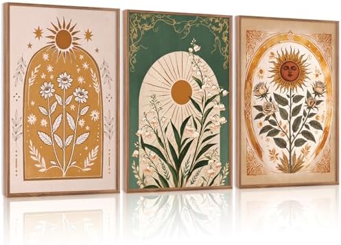 CHDITB Bohemian Floral Framed Canvas Wall Art Set, Nature Inspired Wall Decor by CHDITB