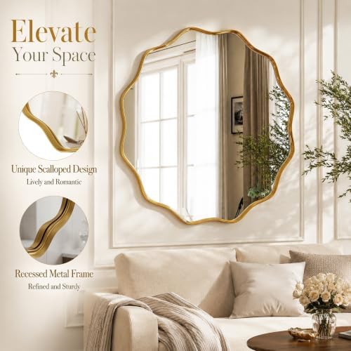 VooBang Gold Scalloped Circle Mirror - Image 3