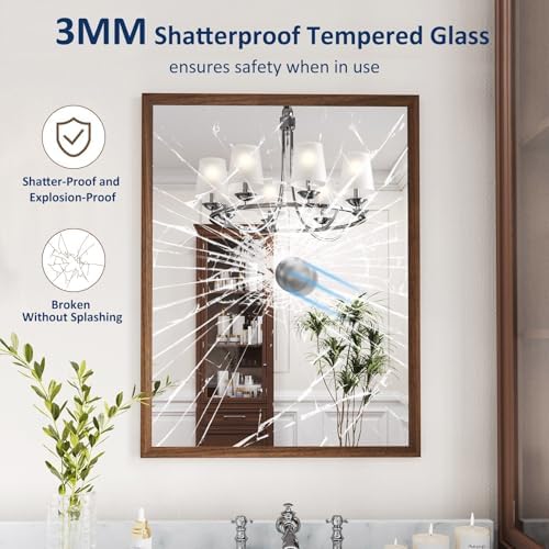 WEER Walnut Bathroom Vanity Mirror 22X30 Inch - Image 2