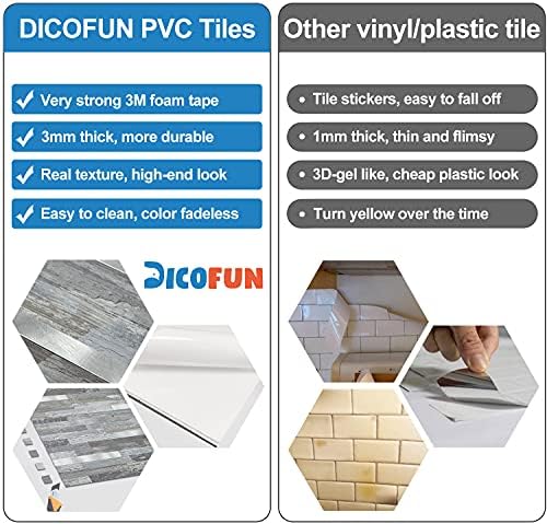 DICOFUN 10-Sheet Peel and Stick Backsplash Wall Tile, PVC Kitchen Backsplash - Image 5