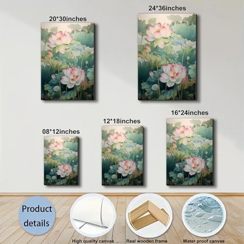 ZERILYN Ship Next Day Lotus Flower Wall Art Canvas Prints Botanical Pictures - Image 5
