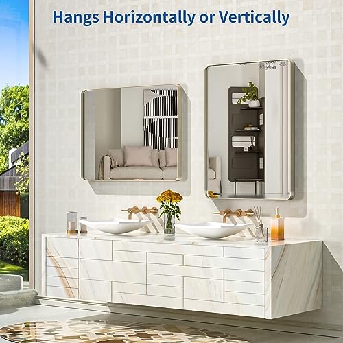 WEER Brushed Nickel Bathroom Vanity Mirror 24X32 Inch - Image 5