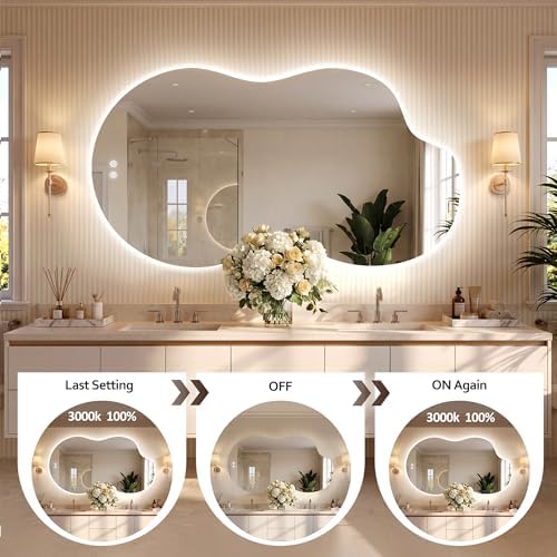 60''x36'' Backlit Mirror Bathroom Wall Cloud Rounded Corners, LED Bathroom - Image 5