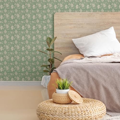 Main Street Peel and Stick Wallpaper Sheets, Block Print Floral - Image 4