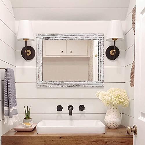 AAZZKANG Rustic Wall Mirror Rectangle Wood Framed Large 20"x16" - Image 7