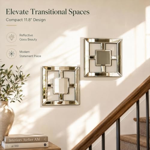 Square Decorative Wall Mirror 12 x 12 Inch, Modern Wall Mounted Accent Mirror - Image 5