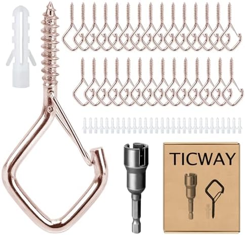 Outdoor Hooks for String Lights & Hanging Screw Hooks by Ticway
