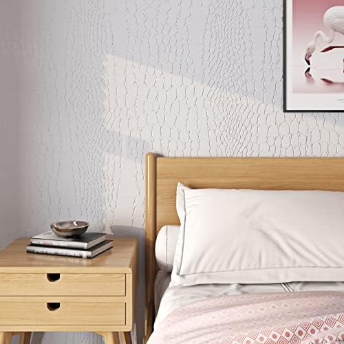 Livelynine Crocodile White Wallpaper Peel and Stick Textured Wallpaper - Image 6