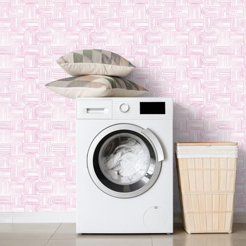Modern Peel and Stick Wallpaper A Set of 17.3"x480" Boho Pink Contact Paper - Image 6