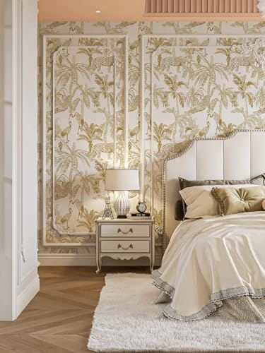Heroad Boho Leopard Peel and Stick Wallpaper White and Gold Contact Paper - Image 5