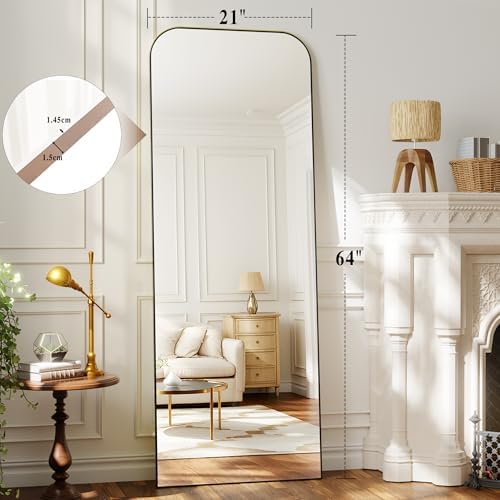 Arched Floor Standing Mirror 64"x21"Black - Image 5