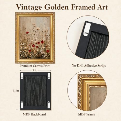 Framed Wildflower Canvas Wall Art, Neutral Plant Picture Wall Decor11x9in - Image 3