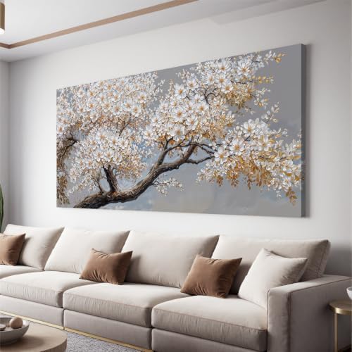 Modern White Flower Tree Of Life Wall Art by HXSRQFAART