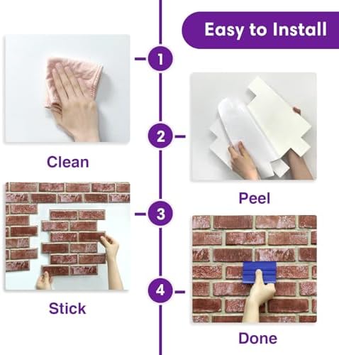 3D Peel and Stick Faux Brick Wall Panels 11.8" x 11.8" 10-Pack - Image 6