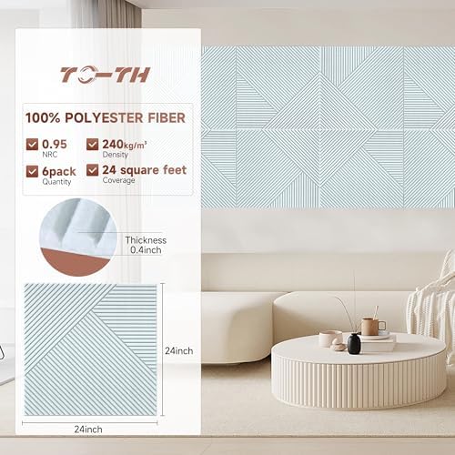 TO-TH Acoustic Wall Panels Peel and Stick Sound Proofing Panel 6Pack - Image 2