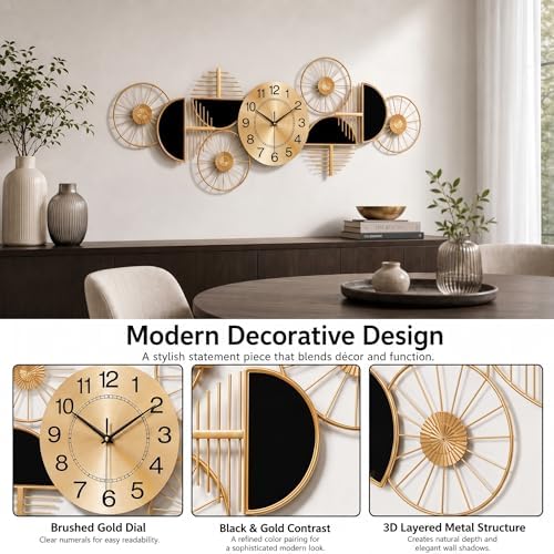 40" Modern Large Wall Clock Decorative Metal Art - Image 3
