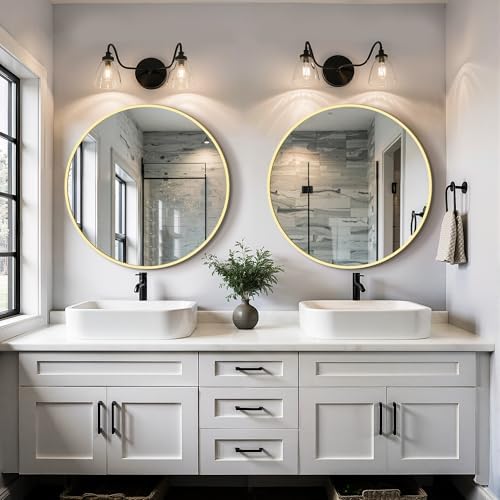 TRAHOME Gold Round Bathroom Mirror, 2 Pack 22” Vanity Circle Wall Mirror - Image 5