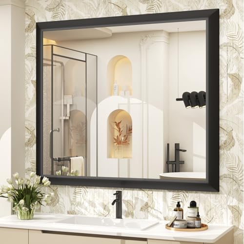 SMIROR 40x38 Matte Black Bathroom Vanity Mirror by SMIROR