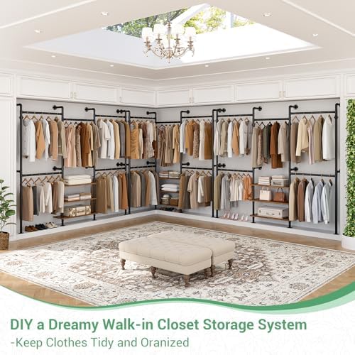 Aheaplus Expandable Industrial Pipe Clothing Rack, 7.3-10.9Ft Closet System - Image 6