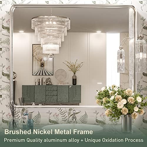 TokeShimi 30 x 36 Inch Brushed Silver Bathroom Mirror - Image 2