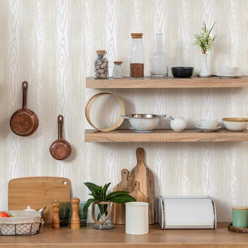 White and Gold Wood Contact Paper 17.3"x80" Peel and Stick Wallpaper - Image 4