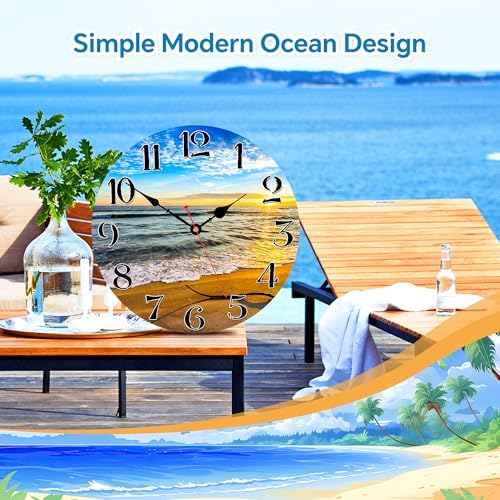 TAHEAT Nautical Sea Wall Clock, Small Coastal Beach Ocean Clocks, Decorative - Image 5