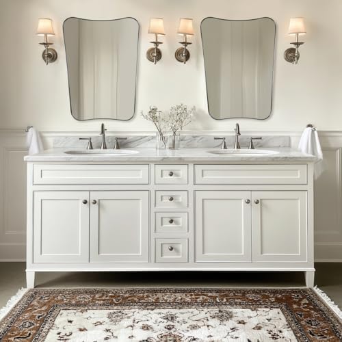 ANDY STAR Brushed Nickel Bathroom Mirror, 22x30 Silver Metal Framed Mirrors - Image 3