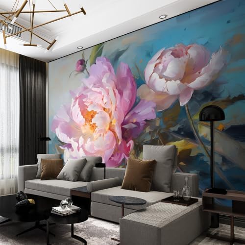 Large Pink Peony self-Adhesive Oil Painting, Impressionist Style Floral murals - Image 5