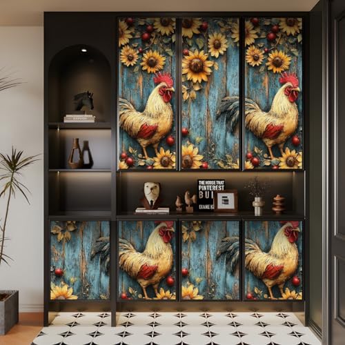 Peel and Stick Mural Sunflowers Rooster Removable Wallpaper 17.3"x118" Self - Image 6