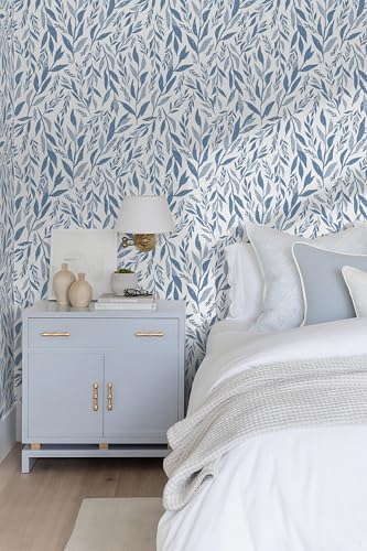 Safiyya Peel and Stick Wallpaper Boho Modern Blue Leaf Contact Paper Peel and - Image 4