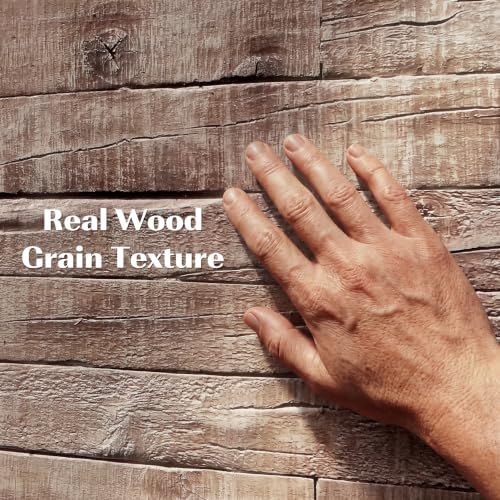 HOMCOM 3D Faux Wood Wall Panels Water-Resistant 4' x 2' Gray Wood Grain - Image 3