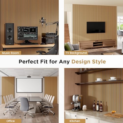 SMARTSTANDARD Wood Slat Acoustic Wall Panels 4 Pack 94"x12.6" American Oak - Image 6