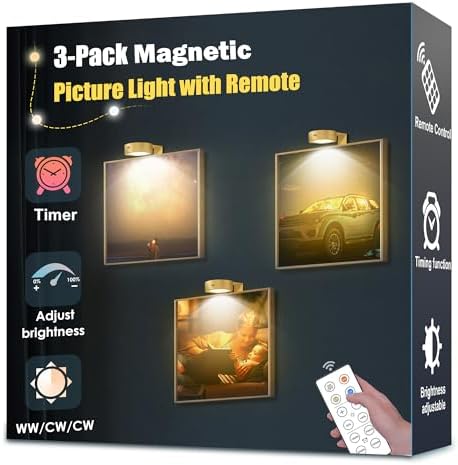 3-Pack Picture Light Battery Operated, Magnetic Led Lights by yimaxps
